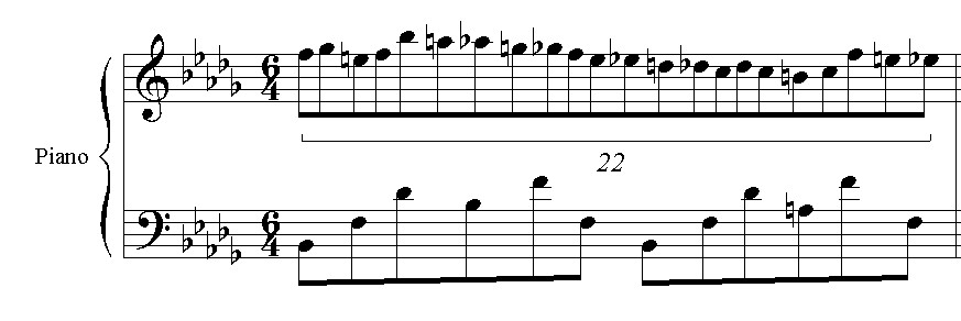 [ picture you obviously aren't seeing: chopin
                  nocturne op. 9 no. 3 showing 22 notes in one measure
                  of the right hand]